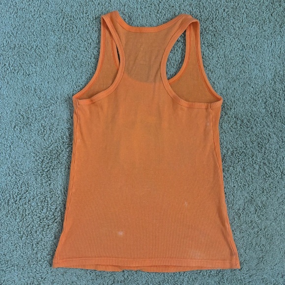 Orange Mushroom Graphic Racerback Tank Top Hand Painted Size S - Picture 5 of 5